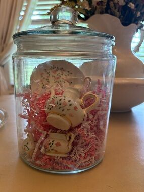 Miniature Porcelain Creamer & Sugar Set with Pink Floral Accents